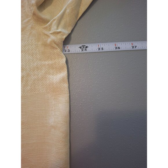 Bermuda Bay Men Silk Button Up Shirt M Yellow Short Sleeve Tropical Design Beach - Picture 7 of 8